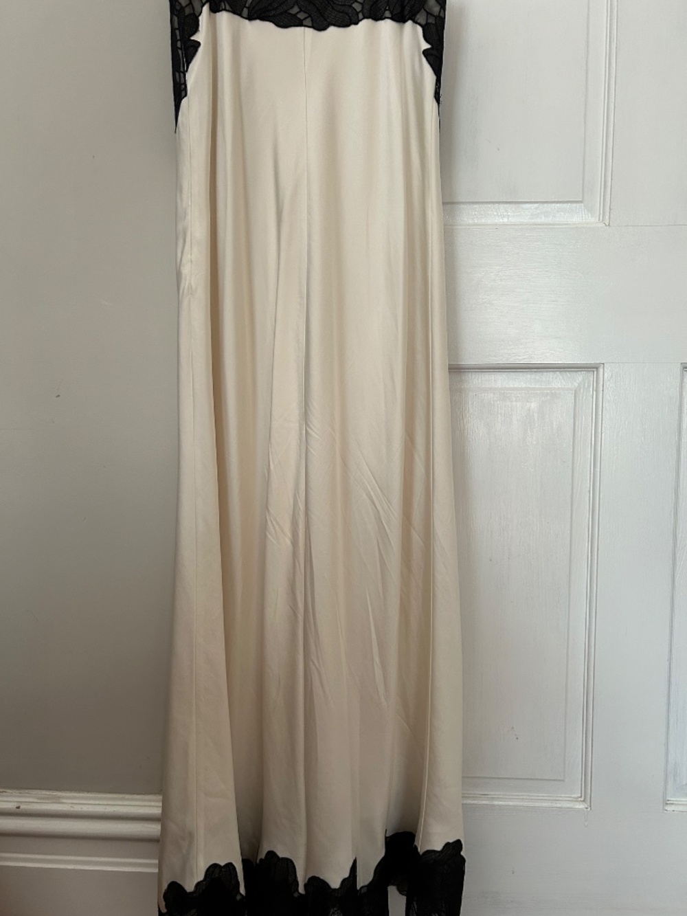 Simkhai Womens Gwynn Lace Trim Satin Midi Dress 8 Ivory/Black - $795 - Picture 4 of 7